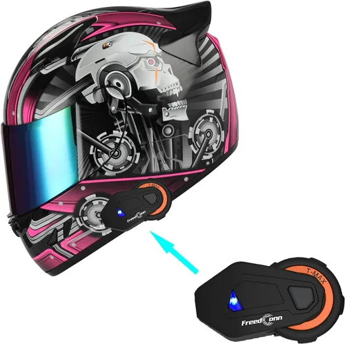 Miniatura 14 de 1Storm - Casco de cabeza completa para motocicleta, diseño de calavera mecánica HJDJ11