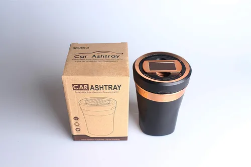 Miniatura 9 de Cenicero de automóvil, cenicero automático cigarro encendedor electrónico de cigarrillos desmontable, alimentado por energía solar/recargable por