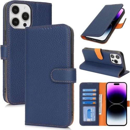 Miniatura 53 de Zouzt Funda para iPhone 11 de 6.1 pulgadas de piel auténtica con 4 ranuras para tarjetas, tarjetero con bloqueo RFID, tapa magnética, función atril