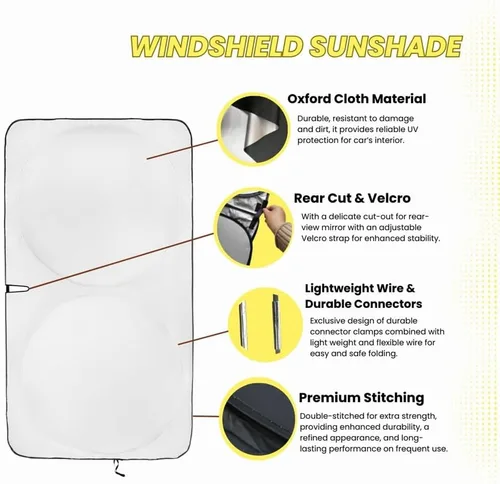 Miniatura 5 de Kinder Fluff Parasol para parabrisas Protección solar reflectante patentada para automóvil, certificado 99% de bloqueo UVR, interior fresco