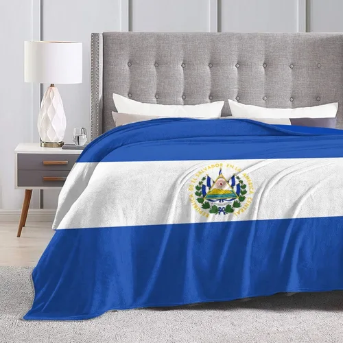 Miniatura 5 de Manta de franela con diseño de bandera de El Salvador, suave y afelpada, acogedora manta de franela para sofá, cálida y decorativa