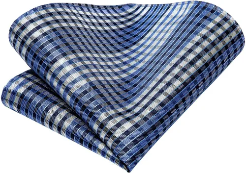 Miniatura 282 de Hi-Tie Corbata clásica de cachemira para hombre con pañuelo y gemelos a cuadros