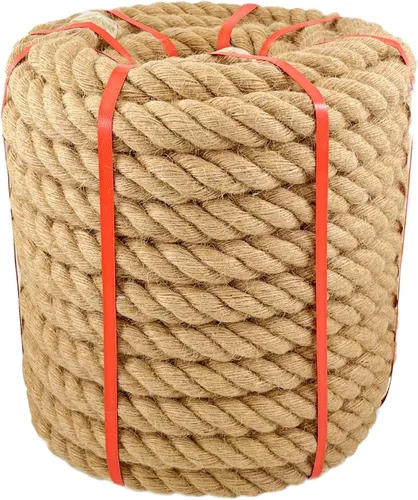 Miniatura 8 de Cuerda de Cáñamo Natural (1 pulgada x 50 pies) Cuerda de Manila Trenzada Cuerda de Yute Gruesa para Manualidades, Cuerda de Columpio de Porche