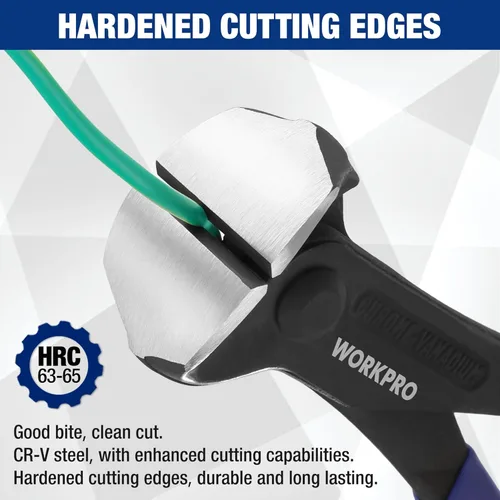 Miniatura 2 de WORKPRO Alicates de corte final de 8 pulgadas con extractor de uñas - Acabado negro en acero cromo vanadio, pinza de corte final de alto