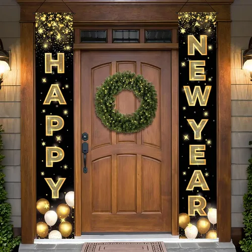 Miniatura 9 de KatchOn, Cartel de feliz año nuevo XtraLarge - 72 x 12 pulgadas Cartel de puerta de feliz año nuevo para decoraciones de Año Nuevo 2026
