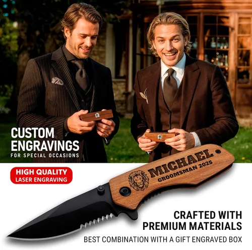 Miniatura 7 de Navaja de bolsillo personalizada para padrinos de boda, cuchillos plegables personalizados, regalos grabados para hombres y mujeres, la mejor idea