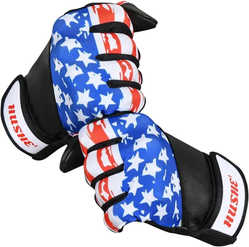 Hushe' Guantes de bateo de béisbol con la bandera estadounidense, guantes de bateo de sóftbol, guantes de bateo de béisbol con bandera de EE. UU.,