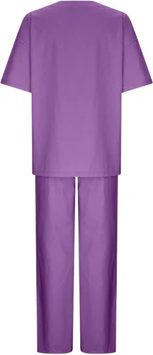 Miniatura 36 de Conjuntos de verano de 2 piezas para mujer, conjuntos elegantes y casuales de color liso, para verano, otoño, cuello redondo, tops y pantalones