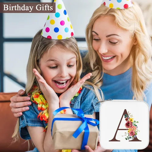 Miniatura 7 de Parima Joyero de viaje Joyero organizador de joyas pequeñas con iniciales, regalos esenciales de viaje para mujeres, mamá, amigas, mujeres