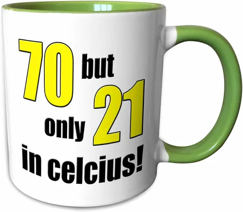 Miniatura 9 de 3dRose 70 but only 21 in Celsius. Yellow. 11oz Two-Tone Black Mug