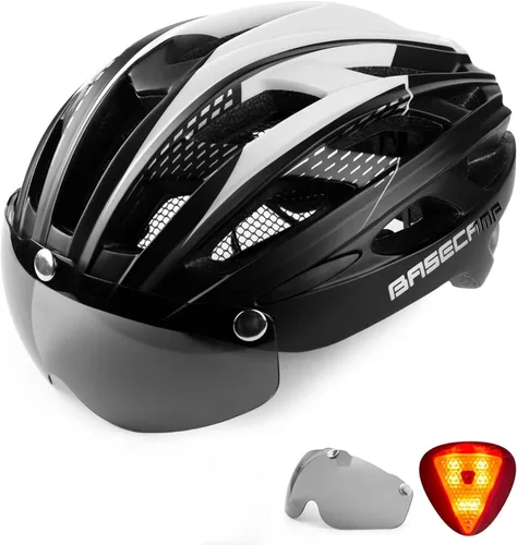 Miniatura 13 de Casco de bicicleta Basecamp con luz trasera y gafas magnéticas desmontables, casco ligero para ciclismo ajustable para hombres y mujeres en montaña