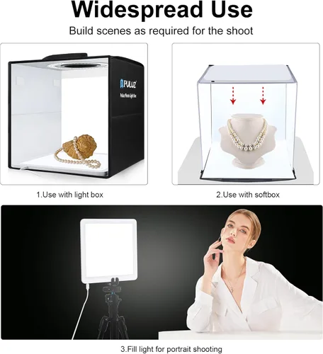 Miniatura 5 de PULUZ - Panel de luz LED sin sombras para caja de estudio fotográfico, placa de luz suave de 8 x 8 pulgadas / 7.9 x 7.9 in para fotografía, luz