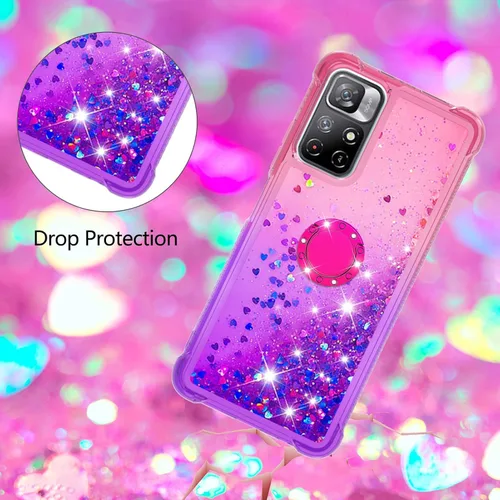 Miniatura 5 de CCSmall Funda transparente con purpurina para Xiaomi Redmi Note 11 4G con soporte de diamante, gradiente líquido que fluye arena movediza Bling