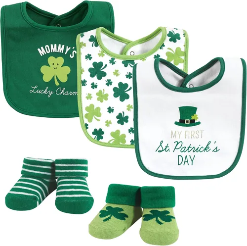 Miniatura 316 de Hudson Baby Conjunto de babero y calcetines unisex de algodón para bebé