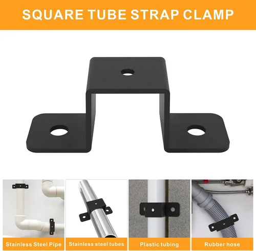 Miniatura 4 de 8 abrazaderas cuadradas para tubo, soportes de sujeción de correa negra, soporte de conector en forma de U, amarre de poste de valla de madera