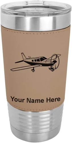 Miniatura 17 de LaserGram Vaso aislado al vacío de 20 onzas, avión de ala baja, grabado personalizado incluido (piel sintética, estilo béisbol)