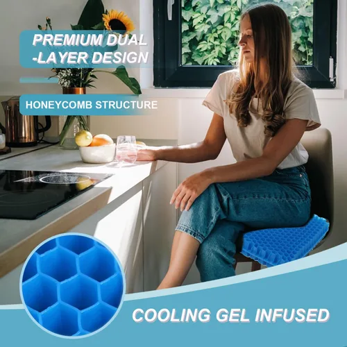 Miniatura 2 de Cojín de asiento de gel (20 x 20 x 2 pulgadas) para el automóvil o la silla de oficina, cojines de gel súper grandes para silla de ruedas