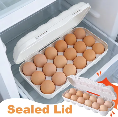 Miniatura 5 de PhantomSky Soporte para huevos al aire libre de gran capacidad, contenedor de almacenamiento de huevos frescos de plástico para refrigerador, #4-015