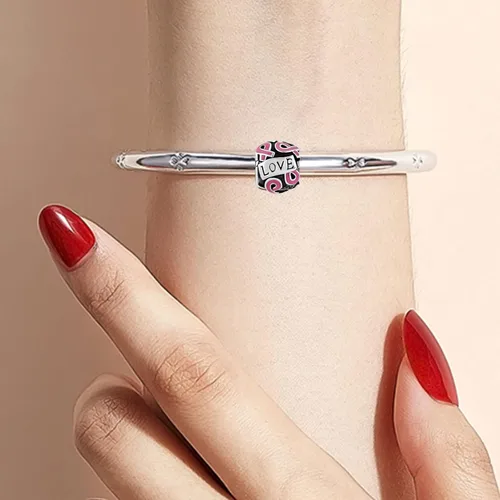 Miniatura 4 de Dijes de cuentas de concientización sobre el cáncer de mama, cinta rosa de fe y esperanza, compatible con pulsera Pandora, regalos de joyería