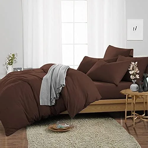 Miniatura 2 de British Linen's - Juego de funda de edredón 100% algodón egipcio, juego de ropa de cama de 3 piezas de lujo suave con cierre de cremallera