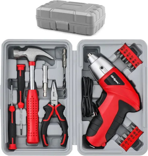 Miniatura 9 de Hi-Spec Juego de destornilladores eléctricos de pequeña potencia USB azul de 27 piezas de 3.6 V. Inalámbrico y recargable con juego de puntas