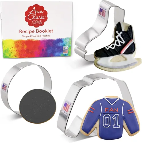Miniatura 2 de Ann Clark - Cortadores de galletas para hockey sobre hielo, juego de 3 piezas, fabricado en los Estados Unidos, camiseta, patín sobre hielo, disco
