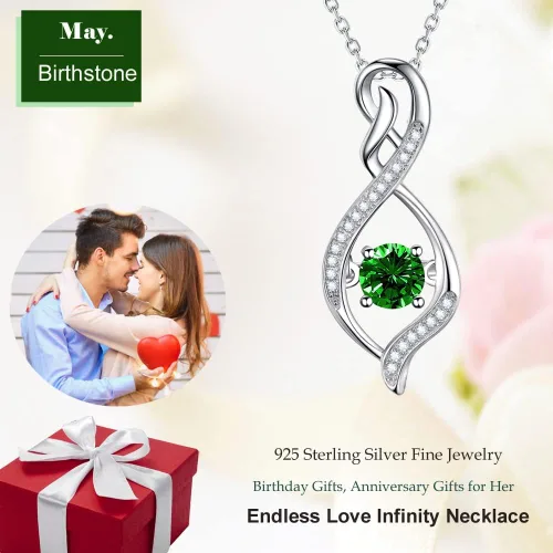 Miniatura 2 de Regalos de cumpleaños para mujeres, collar de amor infinito para esposa, mamá, piedras de nacimiento de septiembre, ópalo de zafiro azul, rosa