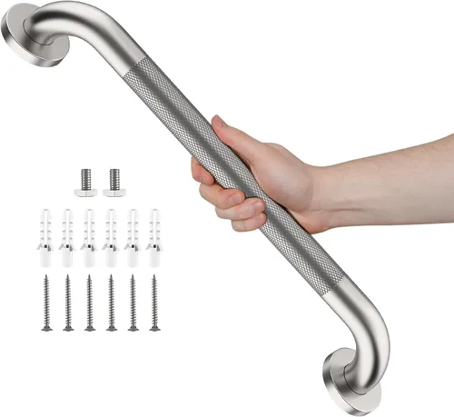 Miniatura 22 de Barra de agarre de ducha de níquel cepillado con agarre moleteado antideslizante de 36 pulgadas, barras de agarre de baño de acero inoxidable, barra