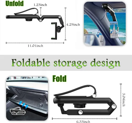 Miniatura 7 de Soporte para teléfono en la visera solar del coche con diseño giratorio de 360°, soporte plegable para teléfono en la visera solar del coche