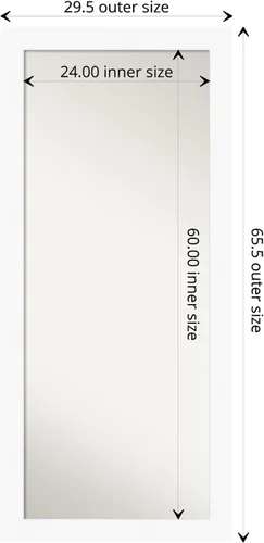 Miniatura 4 de Amanti Art Espejo blanco de longitud completa, 66 x 30 pulgadas, para gabinete, color blanco, espejo de pared de cuerpo entero para vestirse, marco