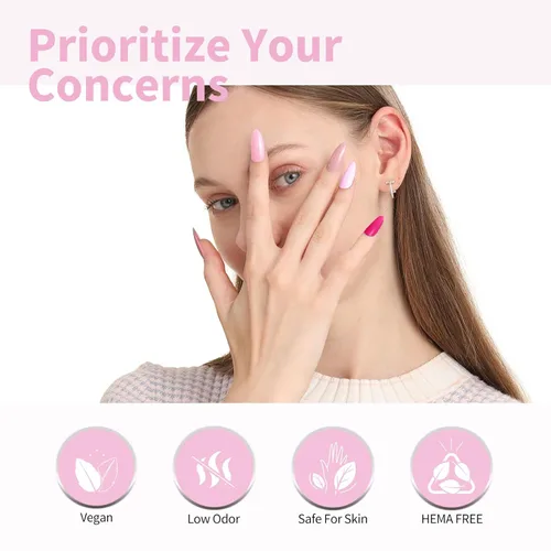Miniatura 3 de CANNI Juego de esmaltes de uñas en gel sin hema de 9ml - Kit de manicura de gel para uñas rosa claro de 6 piezas, esmalte LED de remojo fácil