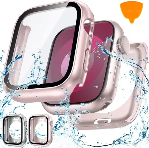 Miniatura 8 de Goton - 2 fundas para protector de pantalla de Apple Watch de 40 mm, series 6/5/4, SE 3/2/1, funda de protección de PC impermeable con vidrio