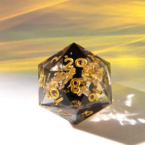 Miniatura 9 de Dados multifacéticos DND D20 individuales de resina con borde afilado de 20 caras D&D, poliédricos hechos a mano de 0.866 in para Calabozos