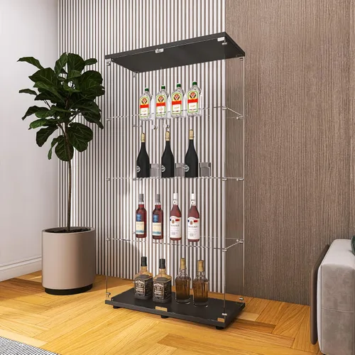 Miniatura 6 de FANYUSHOW Vitrina de cristal con doble puerta y cerradura, estilo de instalación rápida, gabinete Curio de 4 estantes de vidrio templado de 5mm