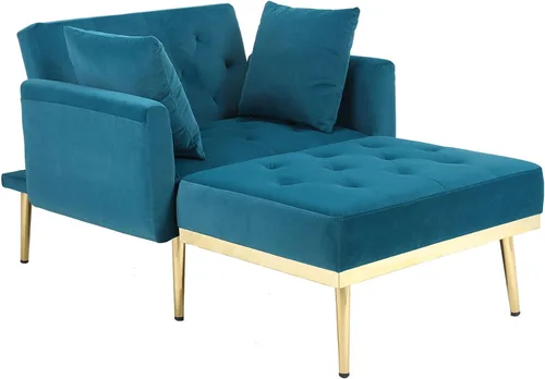 Miniatura 3 de BEEY Sofá individual de tela, cómodo sillón tapizado, muebles de sala de estar, sofá biplaza azul marino de 53 pulgadas, sofás pequeños