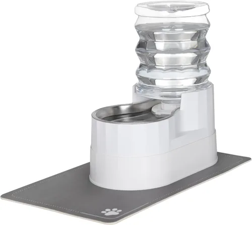 Miniatura 29 de RIZZARI - Dispensador de agua por gravedad grande: alimentador automático de agua para perros de acero inoxidable de 8L con cepillo especializado