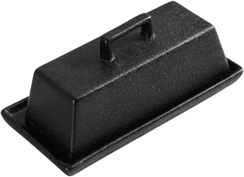 Miniatura 3 de Sizikato Mantequillera de porcelana con tapa, negro puro, 7.5 pulgadas