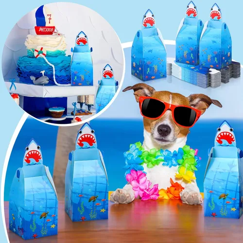 Miniatura 7 de Frienda - 50 bolsas de regalo de fiesta de tiburón, bolsas de regalo para fiesta temática de tiburón, baby shower, cumpleaños, animales oceánicos