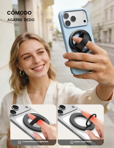 Miniatura 2 de Lamicall Soporte magnético para teléfono MagSafe - [Bucle de silicona suave] Soporte vertical de anillo de aleación de zinc para teléfono celular