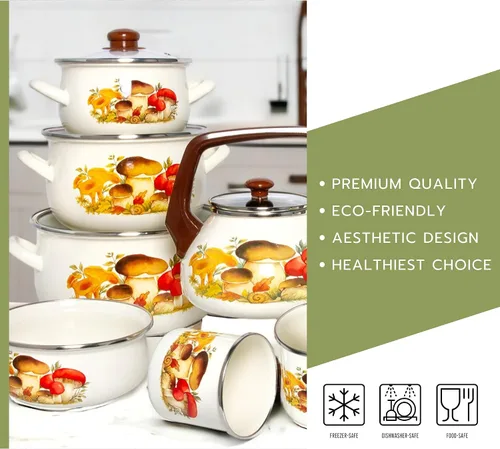 Miniatura 7 de STP GOODS Olla de aluminio esmaltado para setas y vientre, cazuela profunda con tapa de vidrio, utensilios de cocina, olla para sopa