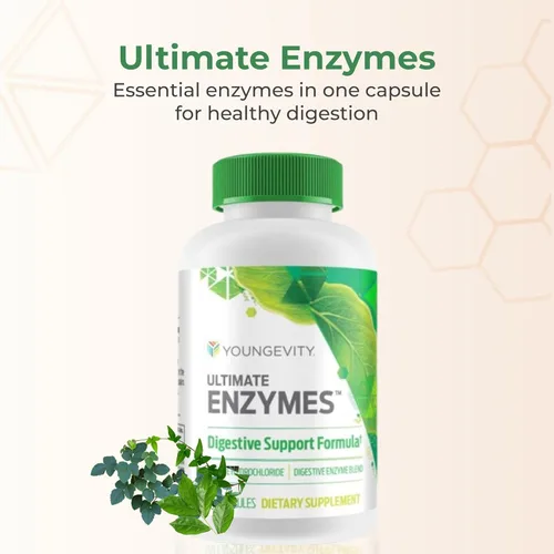Miniatura 2 de Youngevity Ultimate Enzymes - Enzimas múltiples para digestión, gases y alivio de la hinchazón - Betaína HCl, Bis de Buey, Pancreatina 10X, Papaína