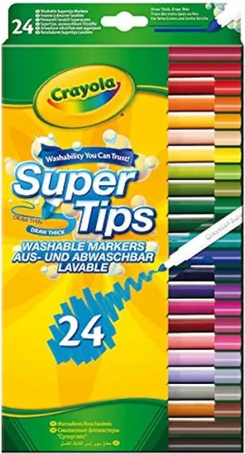 CRAYOLA SuperTips - Rotuladores lavables para colorear (24 unidades)