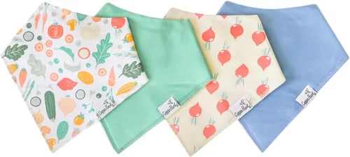Miniatura 23 de Copper Pearl Baby Bibs 4 Pack, Printed Bandana Drool Bibs for Baby Girl & Boy, Soft Cotton Drooling Teething Bibs Claire