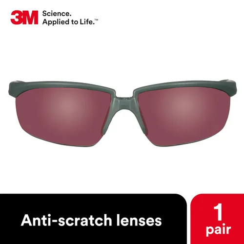 Miniatura 3 de 3M Gafas de seguridad, serie Solus 2000, ANSI Z87, antiarañazos, lente de espejo rojo, marco gris/rojo, patillas de trinquete ajustables