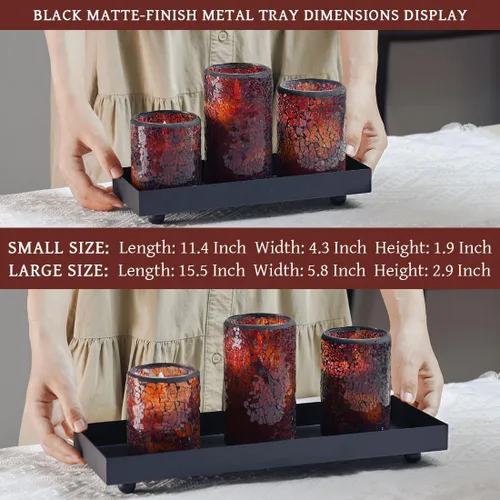 Miniatura 3 de Bandeja rectangular negra de metal mate, adecuada para portavelas, proyectos de decoración de tocador, bandeja para tanque de inodoro de baño