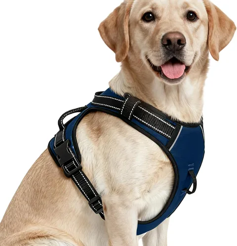 Miniatura 82 de Arnés para perro sin tirones, chaleco reflectante ajustable y acolchado para mascotas con asa de fácil control, fácil de llevar con nudo elegante