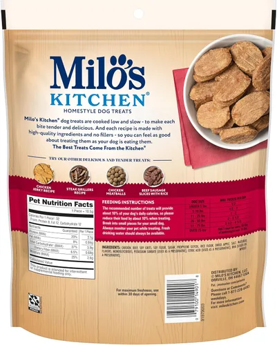 Miniatura 8 de Milo's Kitchen Homestyle - Golosinas para perros, rebanadas de salchicha de pollo y manzana, 18 onzas, altas en proteínas, sin sabores artificiales