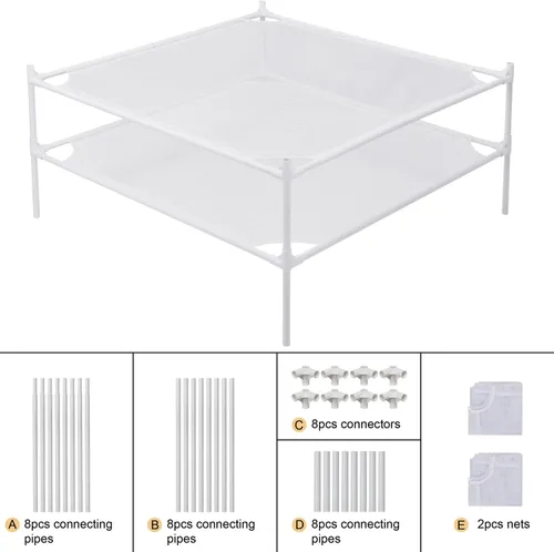 Miniatura 8 de Tendedero de secado de ropa, 2 capas para suéter plano, de malla, para interiores y exteriores, color blanco