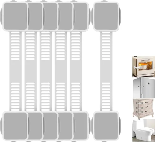 Miniatura 10 de Paquete de 2 cerraduras de seguridad a prueba de bebés seguras para niños, para gabinete, cajón, refrigerador, horno, lavavajillas, puertas, asiento
