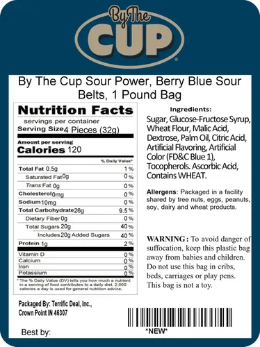 Miniatura 2 de By The Cup Berry Blue Sour Belts, bolsa a granel de 1 lb